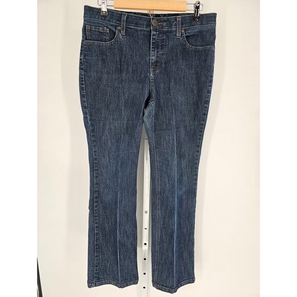 Merona Women's Blue Mid Rise Button Down Comfort Waistband Stretch Jeans Size 12 - Picture 1 of 5
